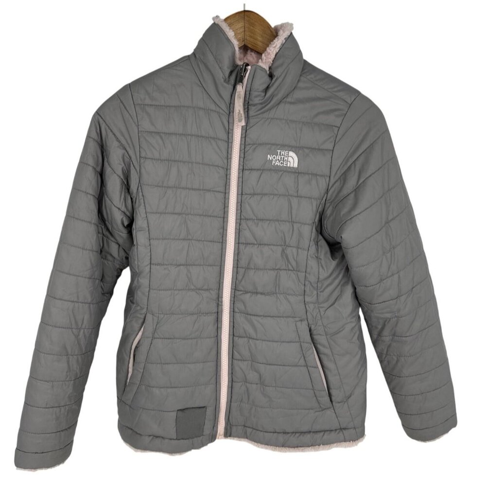 The North Face Reversible Mossbud Swirl Puffer Jacket Full Zip Girls Size L